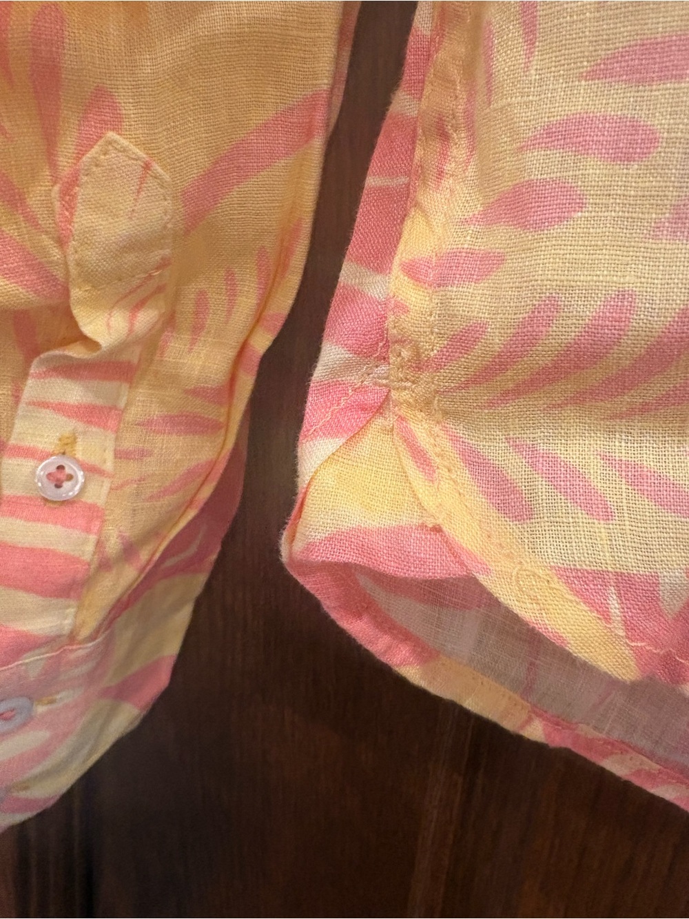 Talbots 100% Linen $99.50 NWT Tropical Leaf Button Down Top XS P2P 20” - Picture 6 of 9